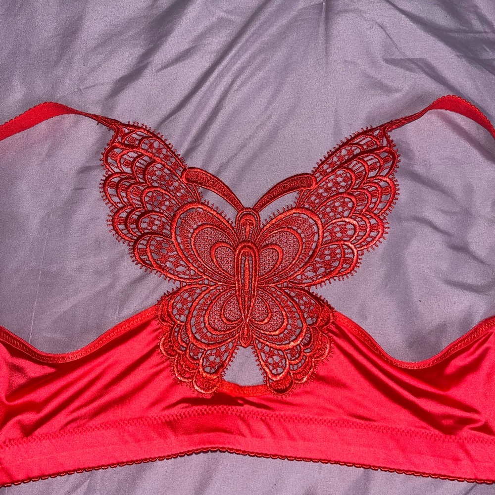 Elegant Red butterfly Lace Women's Bra - Picture 2 of 3